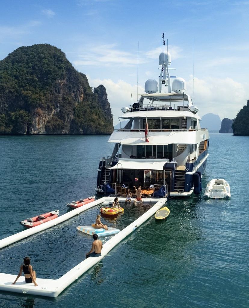 Superyacht in tropical bay